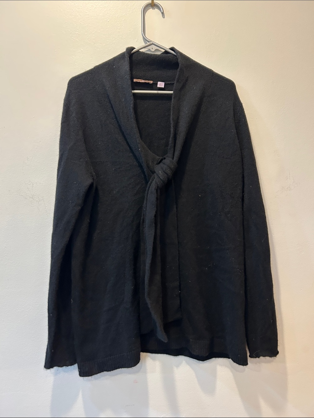 Classic Black Tie-Front Women's Cardigan Sweater